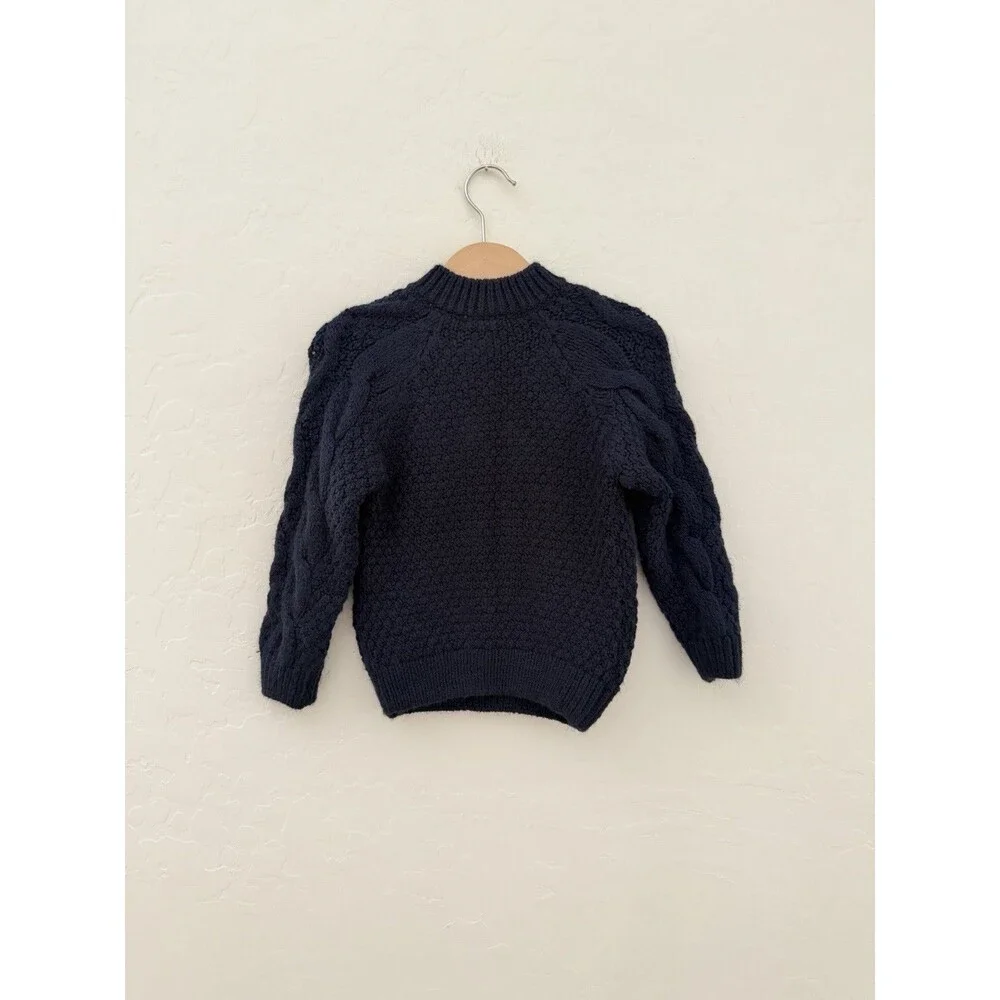 Zara Baby Navy Cable Knit Sweater 18–24 Months Button Shoulder